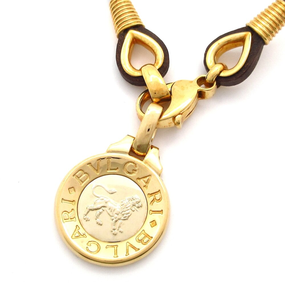 Bvlgari Horoscope Choker 18K Yellow Gold 18K White Gold Brown Leather